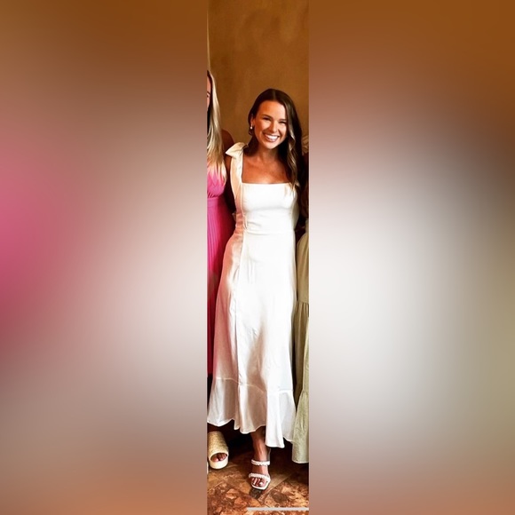 Show Me Your Mumu Garden Midi Dress in Ivory Luxe Satin - Picture 4 of 6